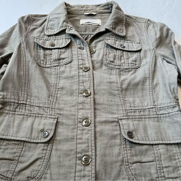 Caslon Cotton Khaki Green Quarter Sleeve Jacket Trench Coat Blazer Size M - Picture 6 of 15